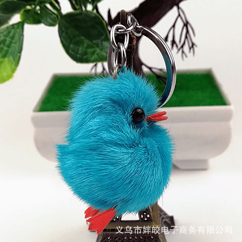 Wholesale 10pcs/pack Cute little duck mini keychain bag pendant mink fur Cartoon Doll